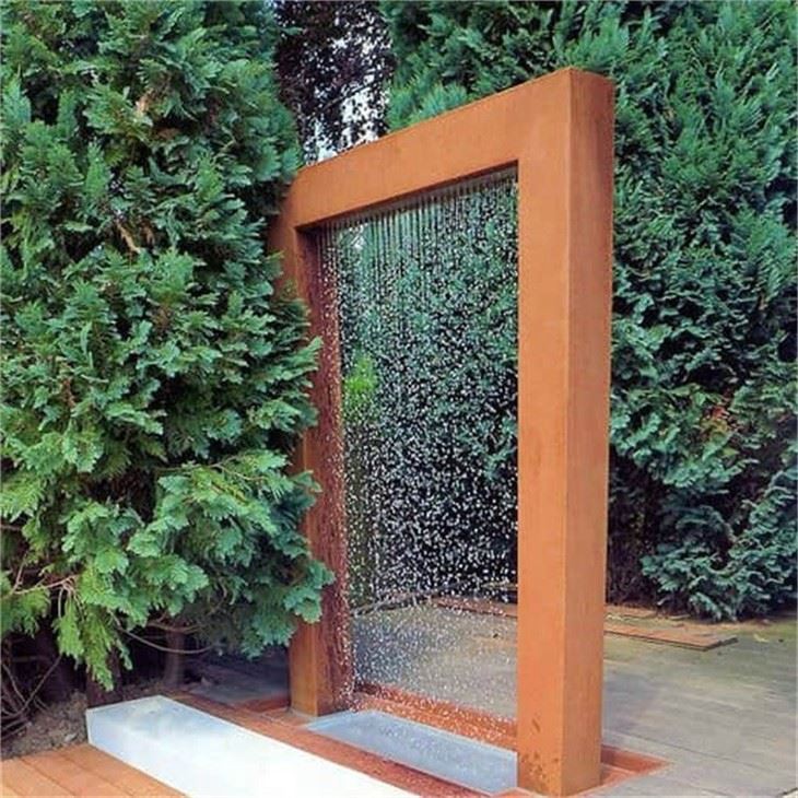 Sphere Shaped Rusty Corten Steel Water Feature