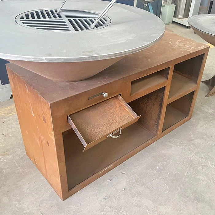 Varanlegt veðrunargrill úr stáli fyrir útiverönd