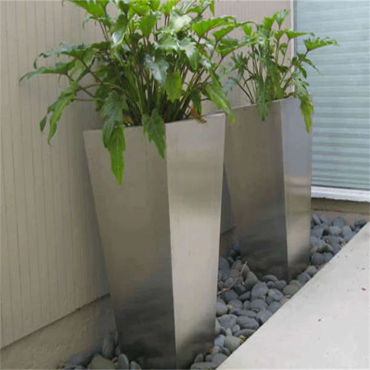 tapered stainless steel planter yard art tapered stainless steel planter yard art