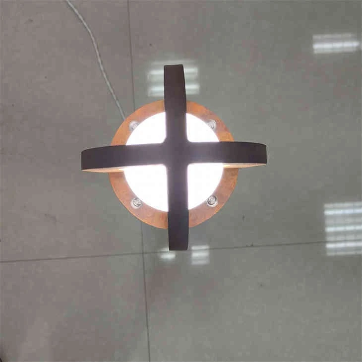 Rust-Finish Corten Steel LED Bollard Lamp Round Shape Column Garden Light factory