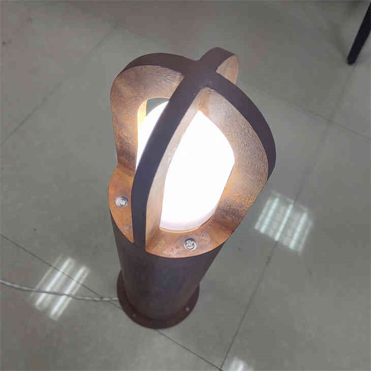 Rust-Finish Corten Steel LED Bollard Lamp Round Shape Column Garden Light price