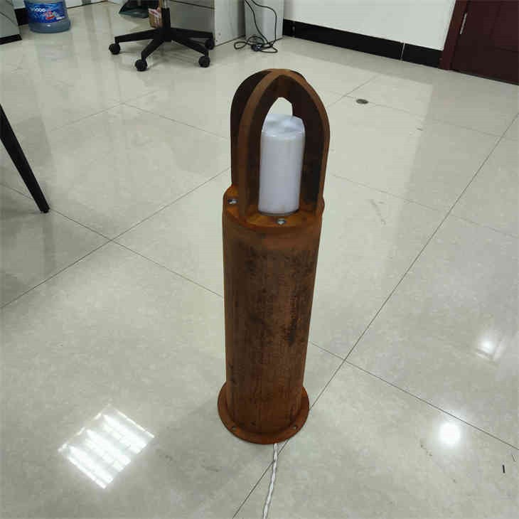 Rust-Finish Corten Steel LED Bollard Lamp Round Shape Column Garden Light best