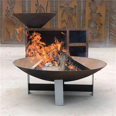 Corten stál brunagryfjur með fótum
