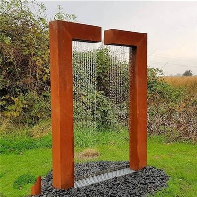 Sérsniðin rétthyrningur Corten fossskúlptúr
