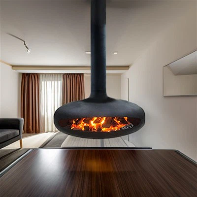 Wood Real Fire hengdur arinn